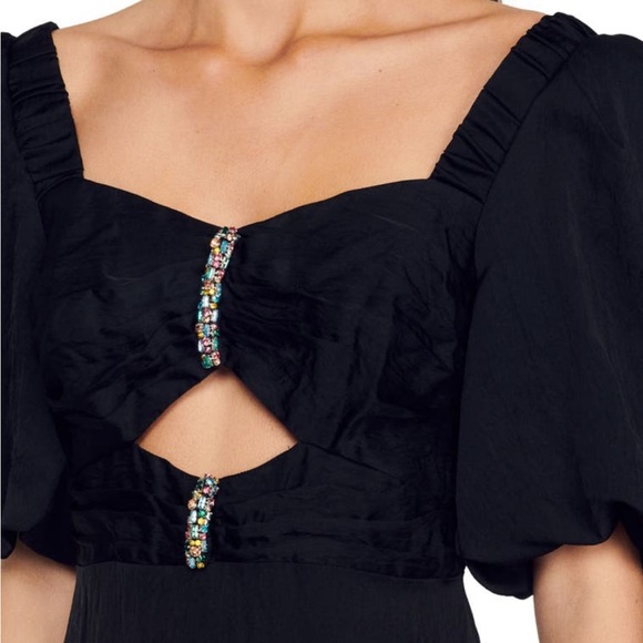 NWT SANDRO Falbala Noir Embellished Midi Party Dress - Picture 6 of 12